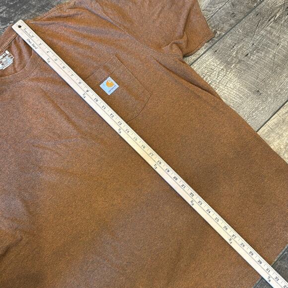 Carhartt Men's Loose Fit Heavyweight Pocket Logo Short Sleeve Brown T-Shirt XL - Picture 4 of 9